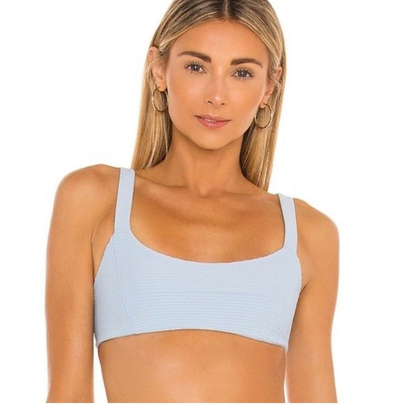 L*Space Jess Ribbed Bikini Top In Sky Blue Xs Nwt